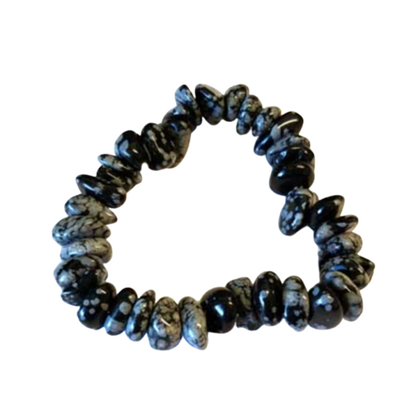 black and gray natural crystal bracelet for grounding, balance, and protection