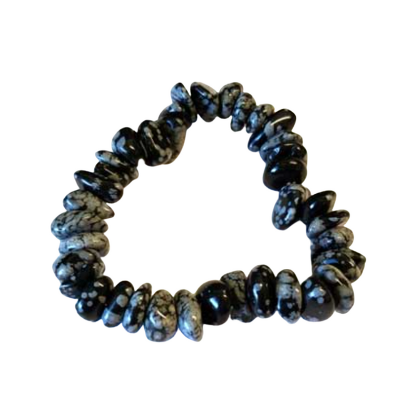 black and gray natural crystal bracelet for grounding, balance, and protection