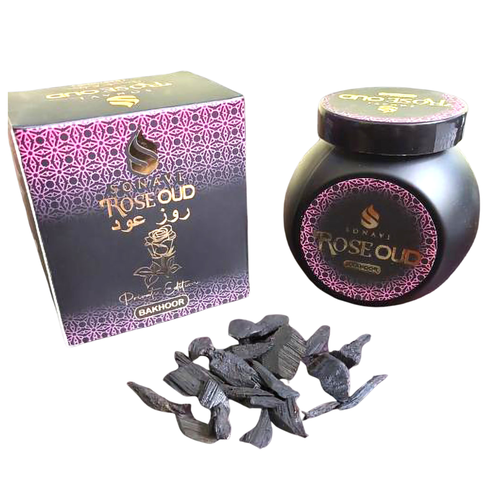 Sonavi Rose Oud bakhoor incense chips, 40g jar