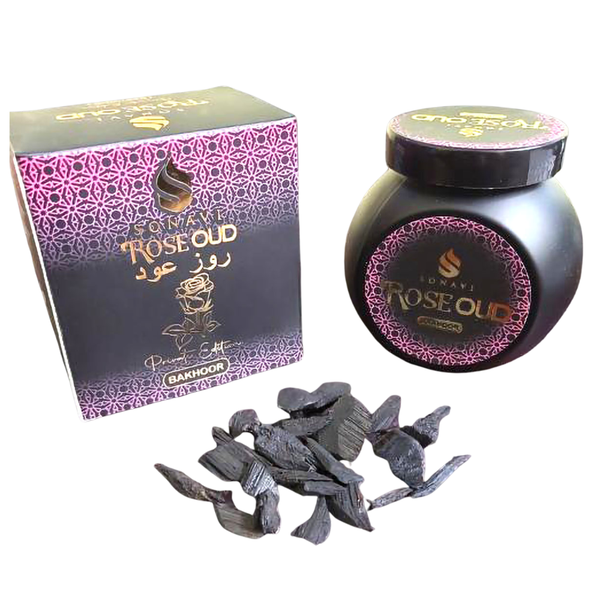 Sonavi Rose Oud bakhoor incense chips, 40g jar