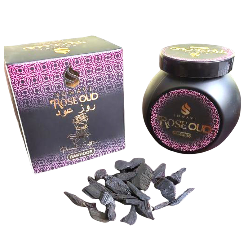 Sonavi Rose Oud bakhoor incense chips, 40g jar
