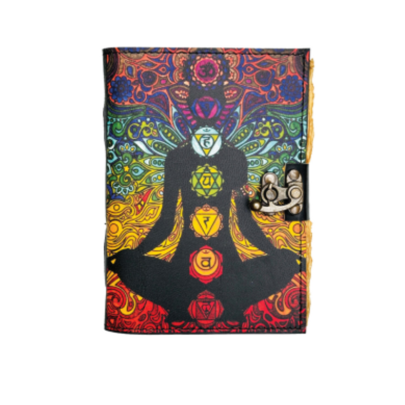 Soul Harmony Leather Journal | Chakra Alignment Grimoire for Rituals & Reflection