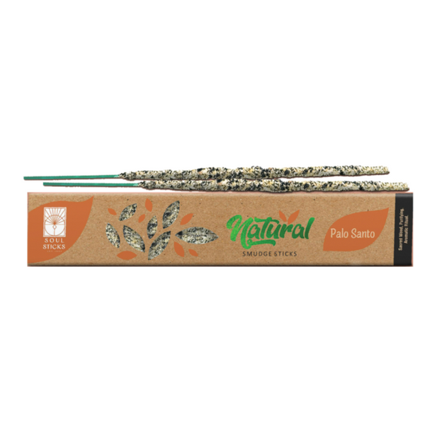 Soul Sticks Palo Santo Natural Smudge Incense sticks with packaging, crafted for cleansing, blessings, and spiritual protection.