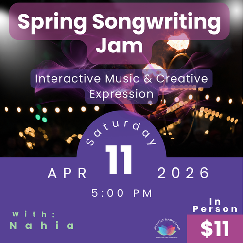 Community members gathered for a spring songwriting jam with live instruments and collaborative music-making.