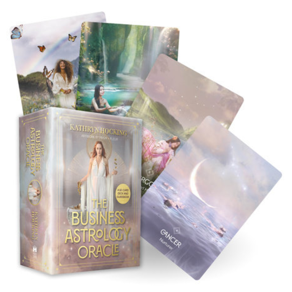The Business Astrology Oracle deck box and cards
