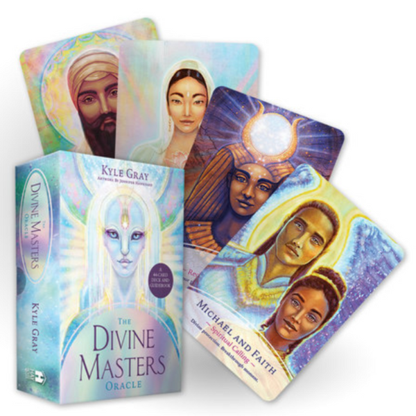 The Divine Masters Oracle Deck by Kyle Gray with ascended master cards including Horus and Michael & Faith – a spiritual tool for divine connection and inner wisdom.