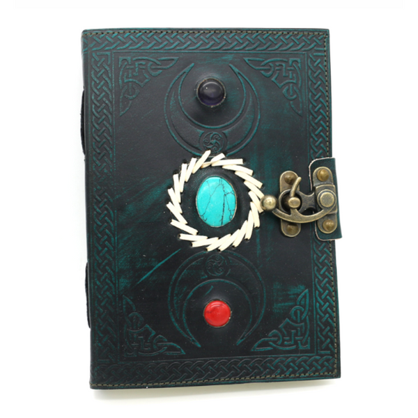 Triple Moon Leather Journal | Goddess Grimoire for Lunar Magic & Rituals