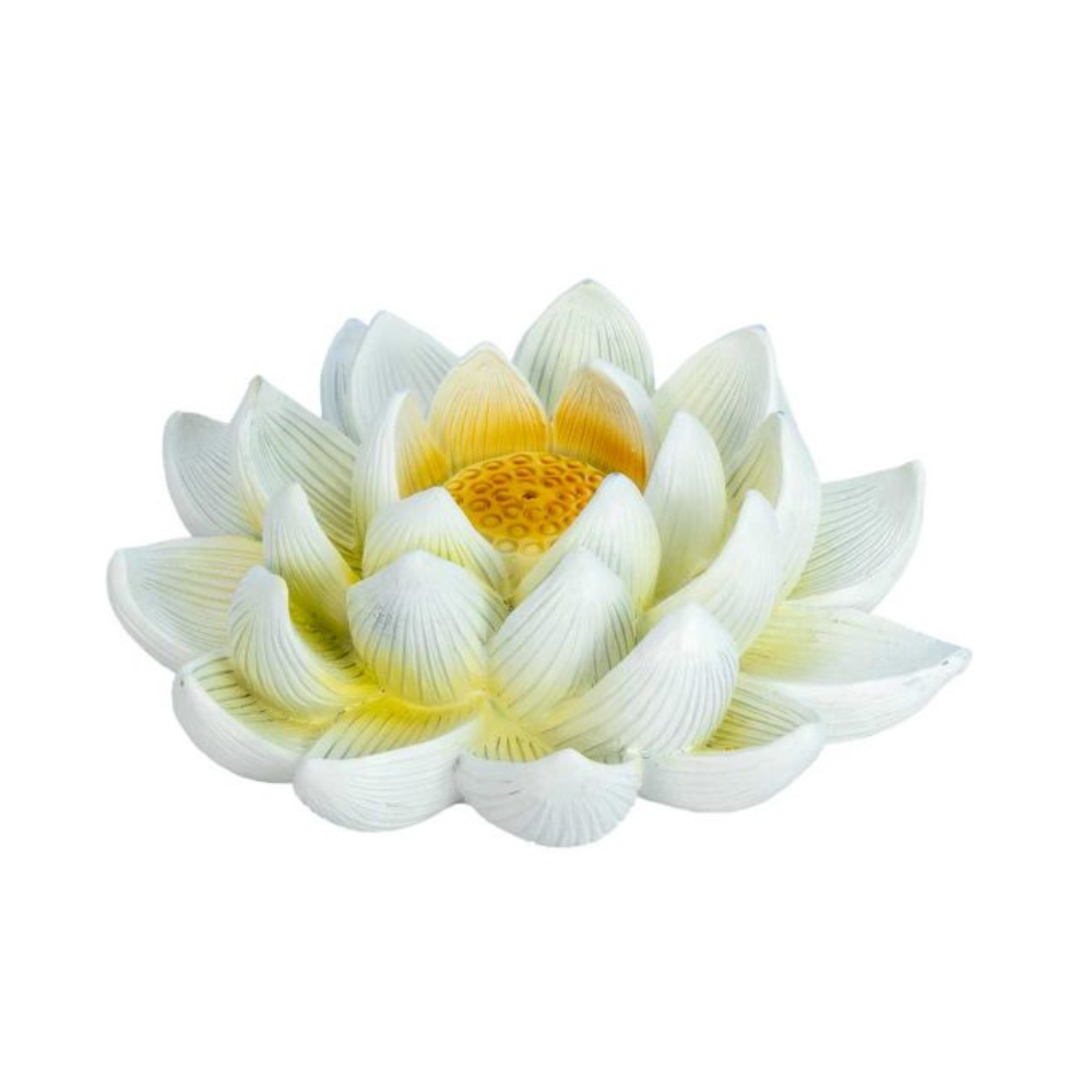 White Lotus Polyresin Incense Holder in full bloom