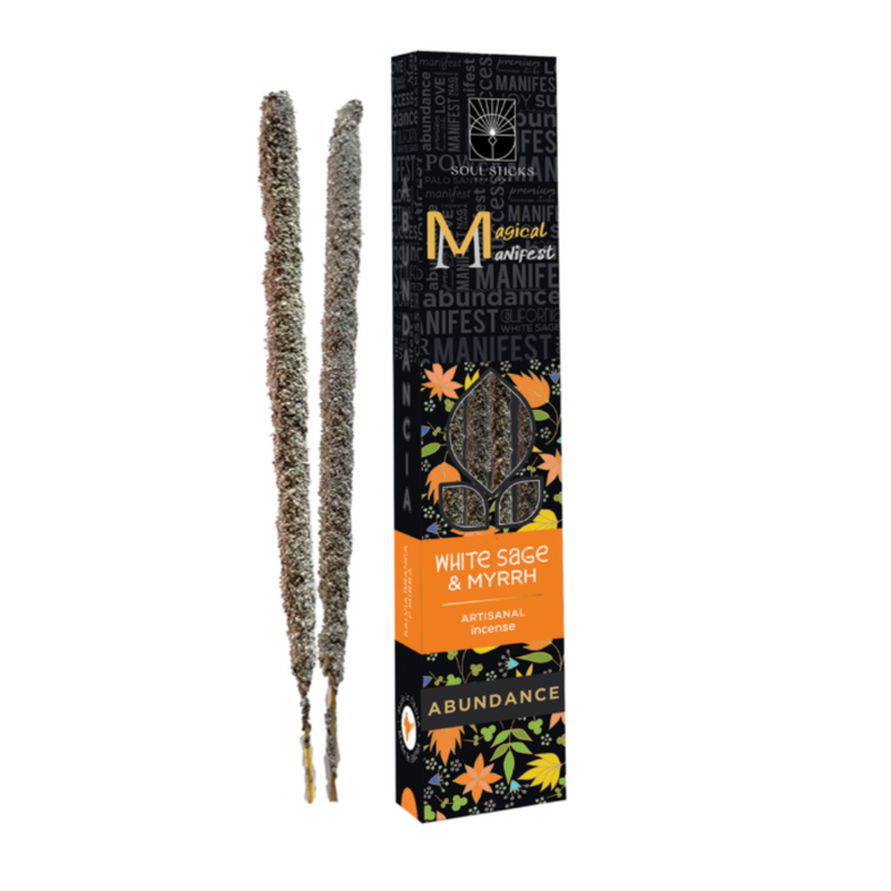 White Sage & Myrrh Incense | Abundance Manifestation Sticks – Handcrafted