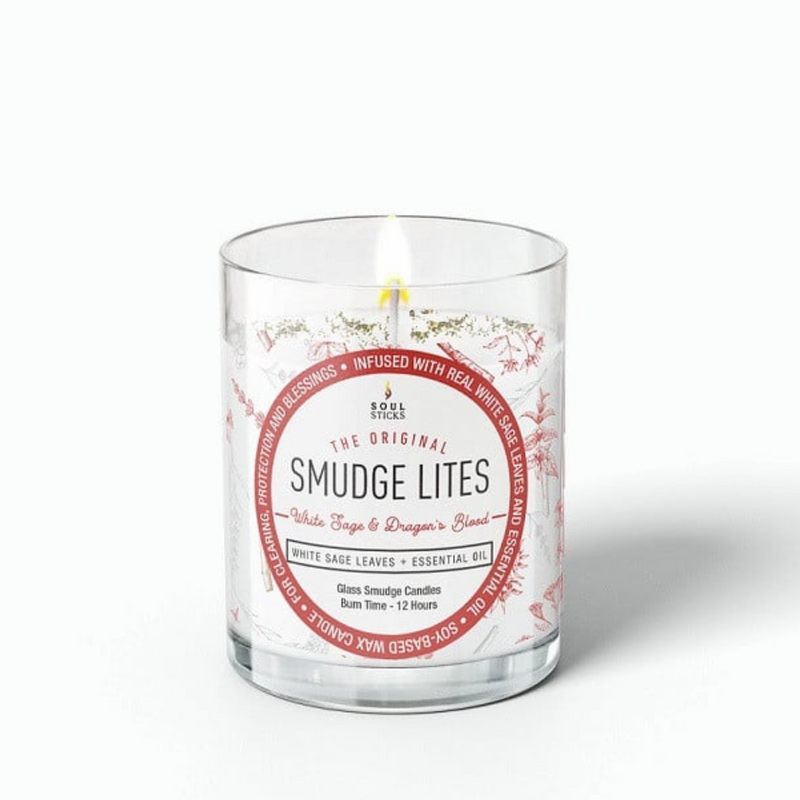 White Sage and Dragons Blood Smudge Cleansing Candle by Smudge Lites