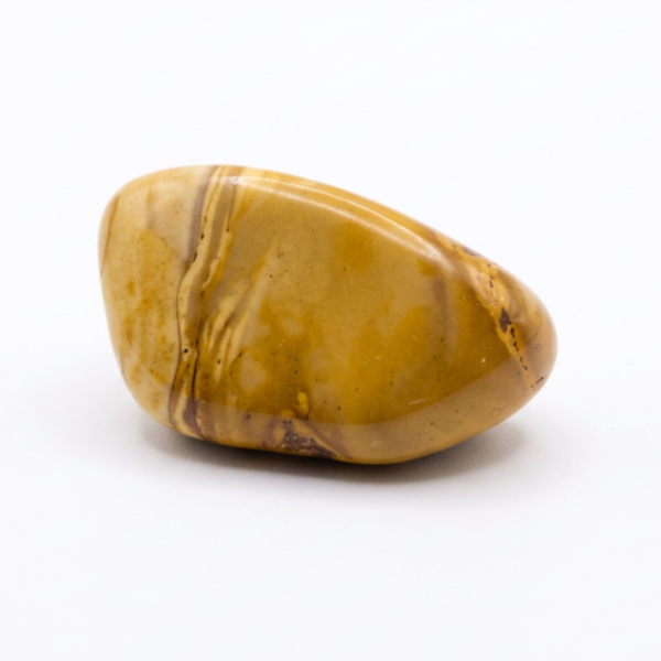 Yellow Jasper tumbled crystal with golden-brown banding