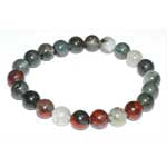 A bracelet made of African Bloodstone 8mm beads, showcasing deep green hues with red flecks.