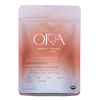 Vibrant Vitality 100% Ceremonial Cacao by Ora Cacao – ethically sourced cacao blend with maca and turmeric, perfect for spiritual rituals, heart-opening, and daily energy.