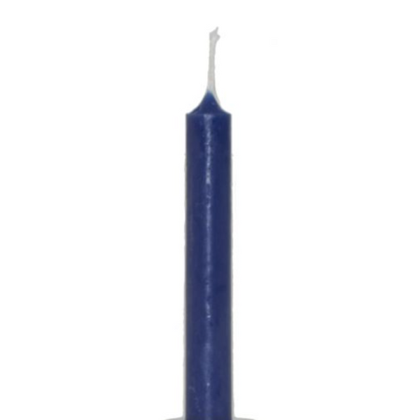 Dark blue mini unscented ritual candle (~3″), used for intuition, protection, psychic work, and focused spiritual moments.