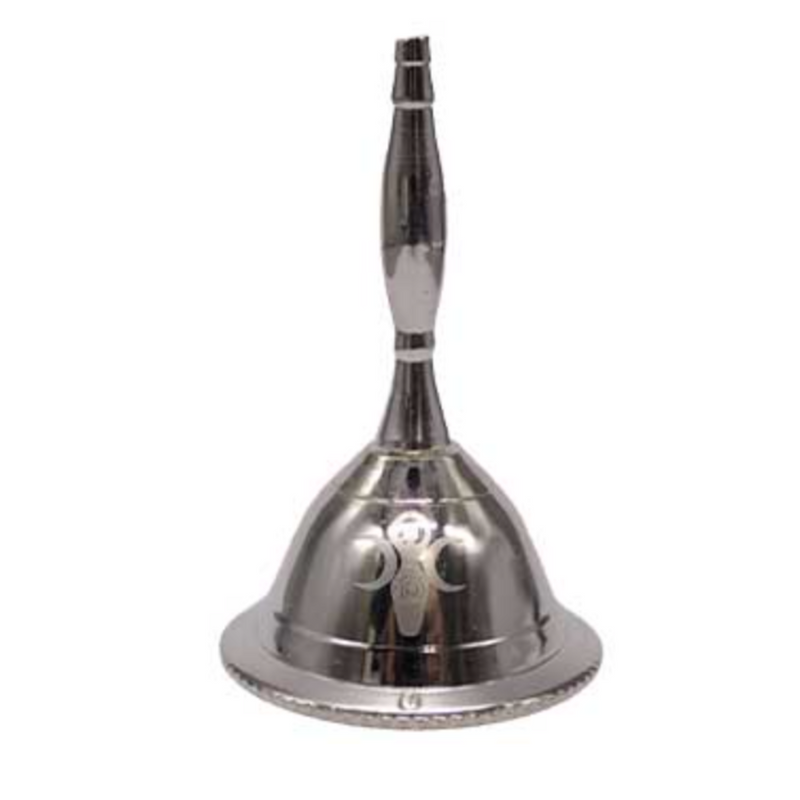 Silver-plated 2½" altar bell engraved with the Goddess of Earth on both sides, ideal for rituals and sacred spaces.