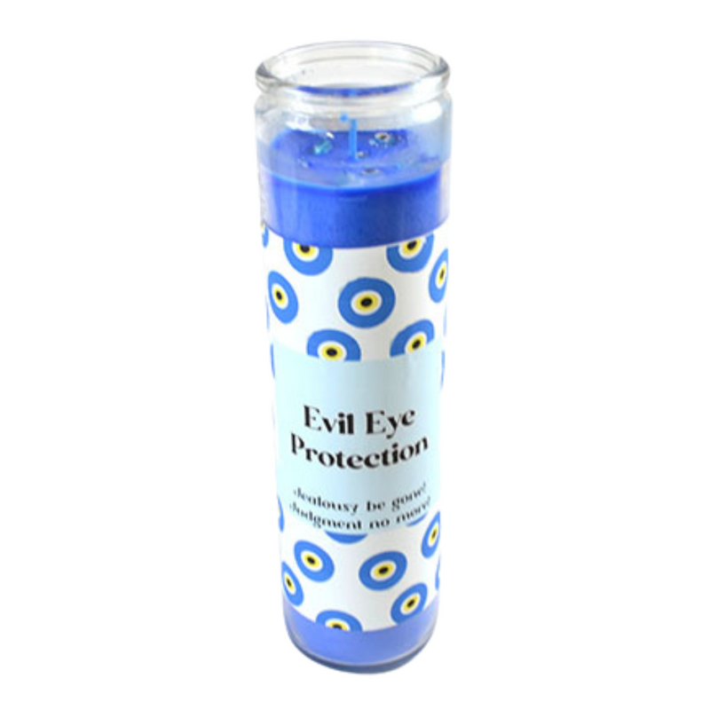 Evil Eye Protection 7 Day Ritual Candle – long-burning blue candle for energy clearing, psychic protection, and spiritual shielding.