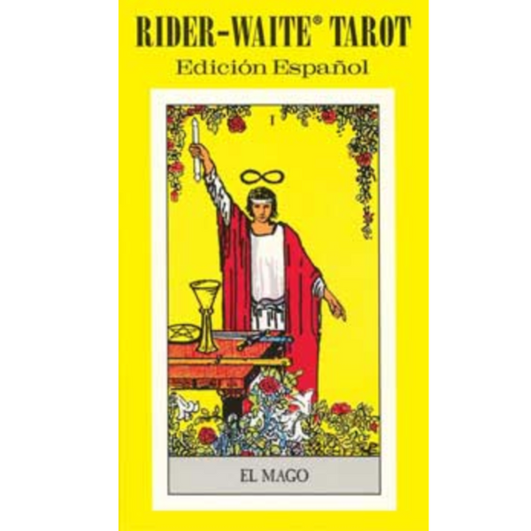 Image of the Rider-Waite Spanish Tarot Deck by Pamela Colman Smith, showcasing the classic illustrations with Spanish titles.
