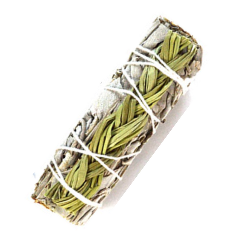 Bundled sage with white string on a white background. natural cleansing and blessing bundle for purification and positivity