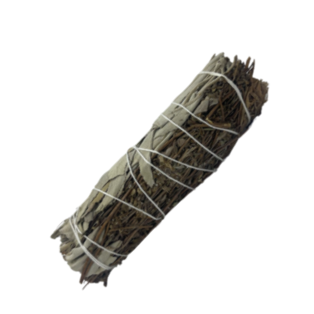 White Sage and Rosemary smudge stick bundle for smoke cleansing rituals