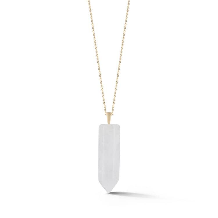 14kt Gold and Diamond Healing Clear Quartz Crystal Necklace