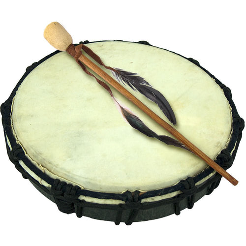 Traditional Ceremonial Circle Drum with Feather Cushion Mallet | My Little Magic Shop