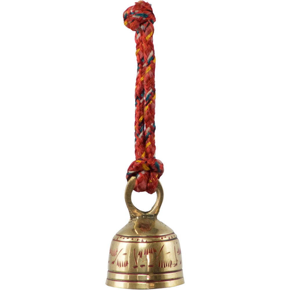 Engraved Brass Red Corded Altar Bells | My Little Magic Shop