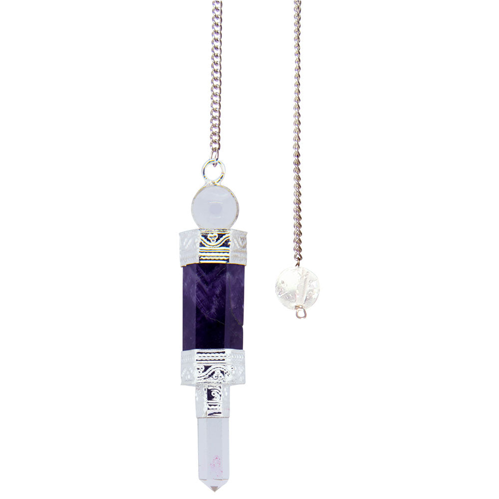 Amethyst Wand with Crystal Point Pendulum