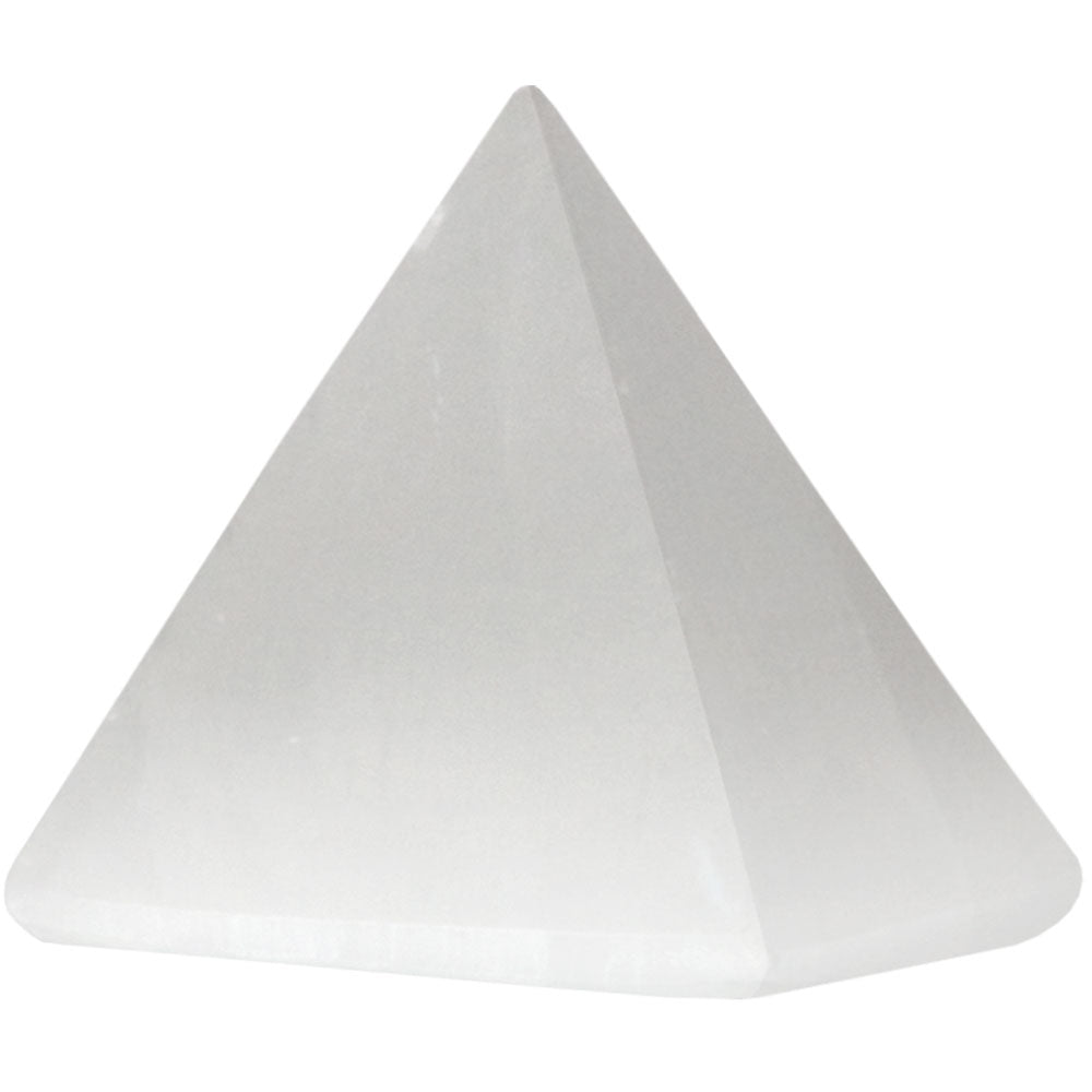 White Selenite Gemstone Carving Pyramid | My Little Magic Shop