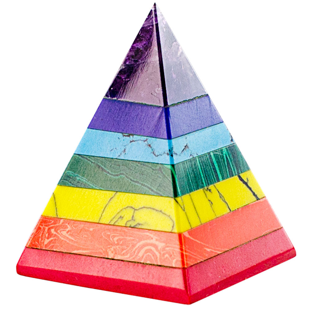 7 Chakras Gemstone Colorful Layered Stone Pyramid
