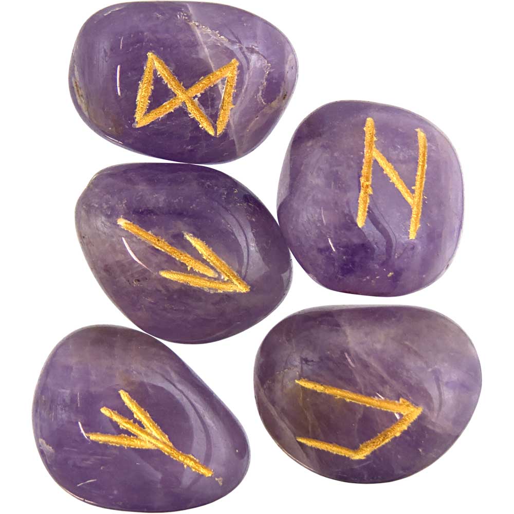 Amethyst Gemstone Rune Set