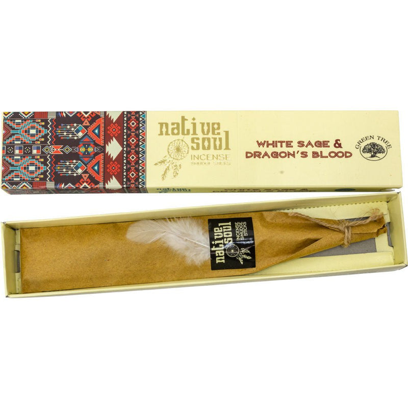 White Sage & Dragon's Blood Green Tree Native Soul Collection Incense Sticks | My Little Magic Shop