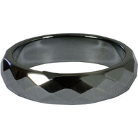 Faceted Non-Magnetic Black Stone Hematite Gemstone Stackable Jewelry Ring | My Little Magic Shop