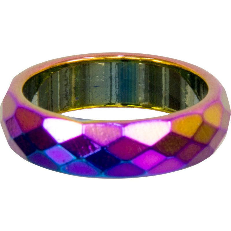 Faceted Magnetic Rainbow Hematite Gemstone Ring Negative Energy Protection | My Little Magic Shop