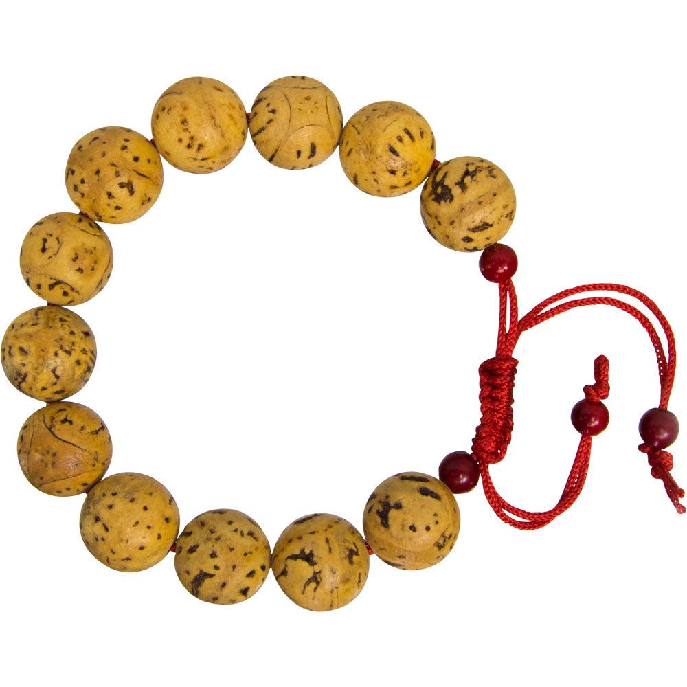Bodhi Seeds Adjustable Mala Bracelet with Red Tassel
