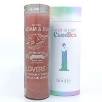 Adam and Eve 7 Day Magic Ritual Candle in pink, symbolizing love and unity, ideal for manifesting harmonious relationships and emotional connection.

