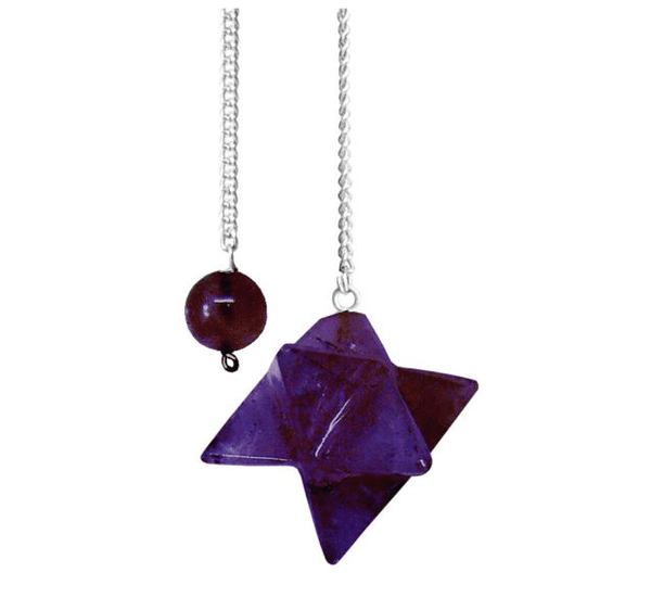 Natural Gemstone Amethyst Merkaba Reiki Chakra Pendant Pendulum | My Little Magic Shop