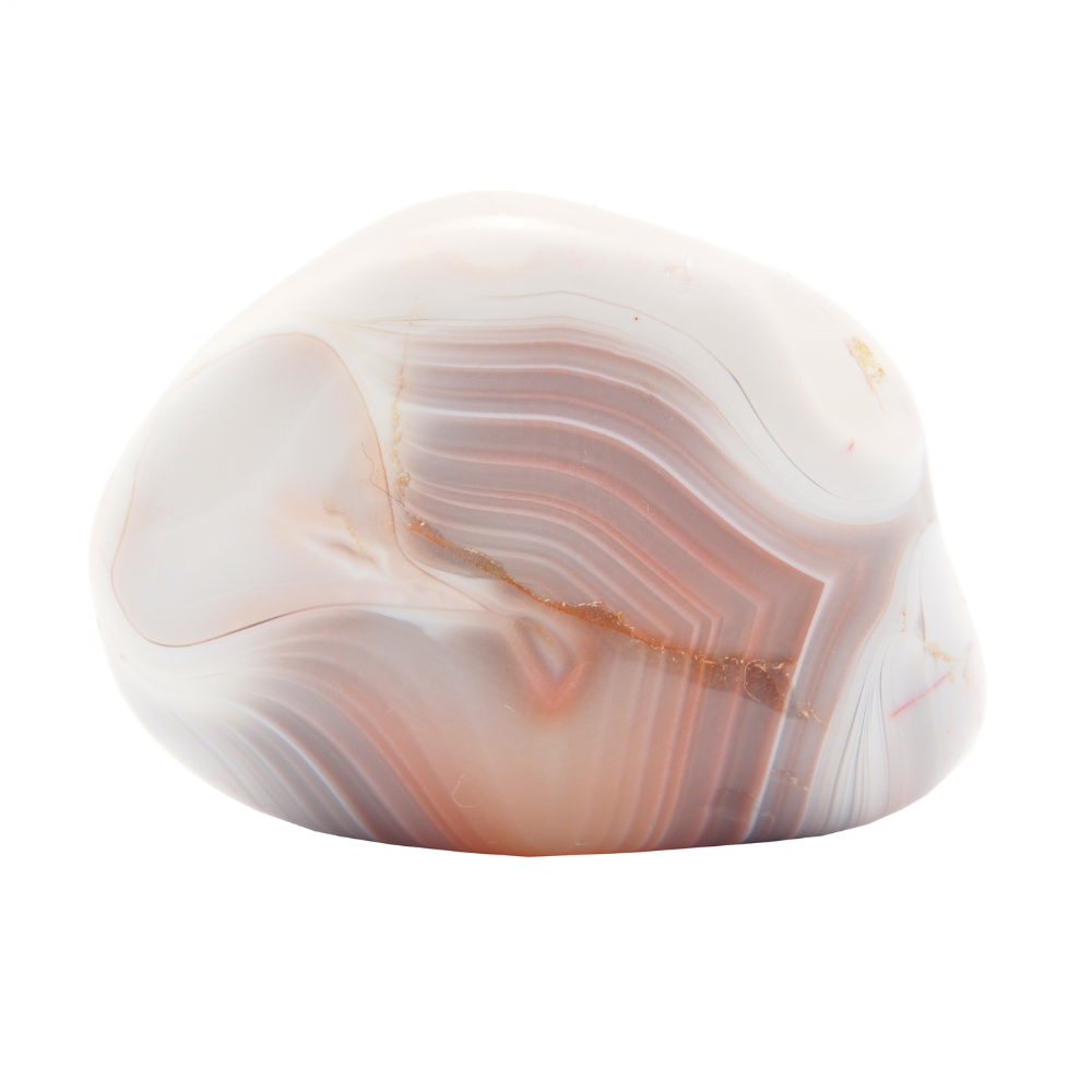 Natural banded agate crystal with layered stone patterns