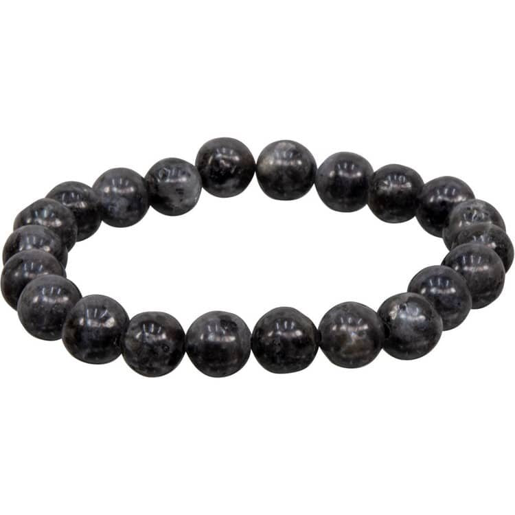 Natural Black Labradorite Gemstone Round Balls Beads Elastic Bracelet | My Little Magic Shop