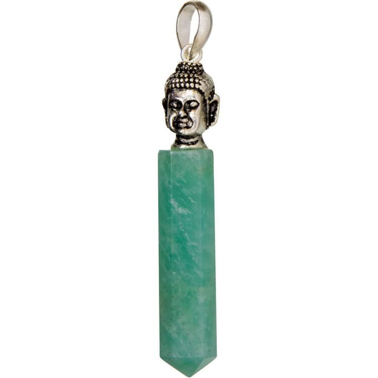 Amazonite Buddha Head Unique Pendant Necklace