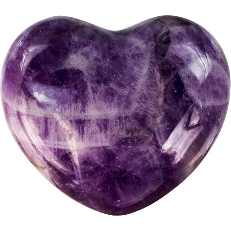 Chevron Amethyst Puffed Heart Polished Medium Gemstone