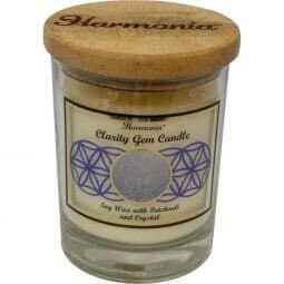 Clarity Intention Setting Candle with Clear Quartz Gemstone Chips