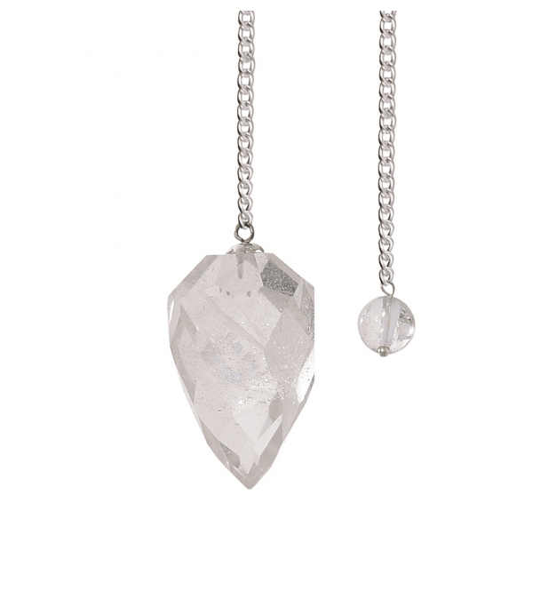 Clear Quartz Healing Gemstone Light Diffuser Pendulum with Silver Plated Chain | My Little Magic Shop