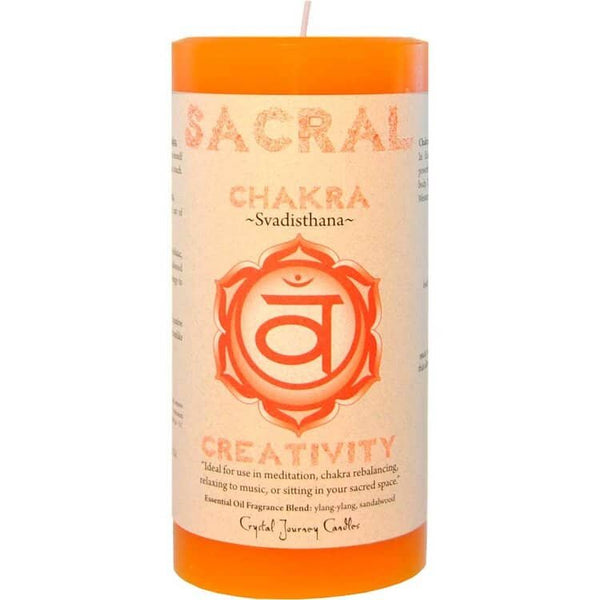 Orange Crystal Sacral Svadistha Journey Pillar Candle | My Little Magic Shop