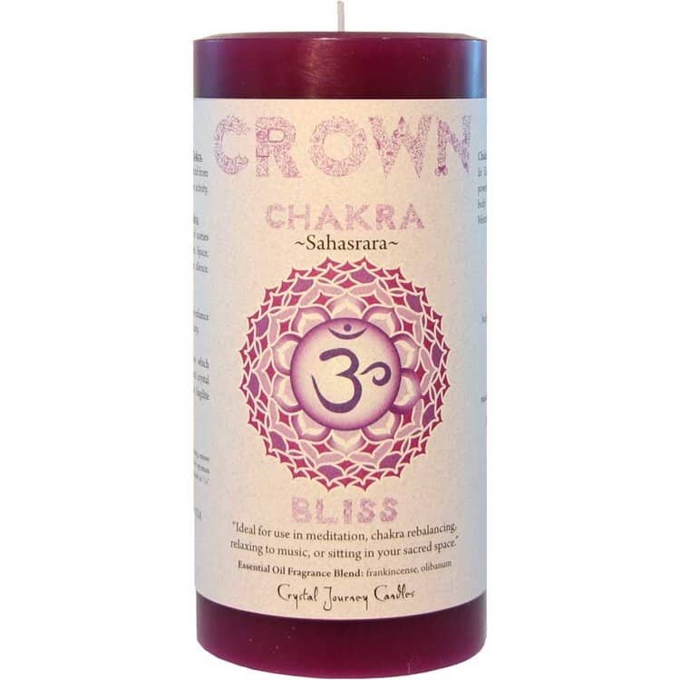 Crown Sahasrara Purple Crystal Journey Pillar Candle | My Little Magic Shop