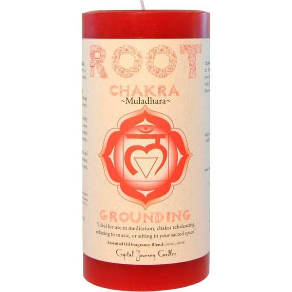 Root Muladhara Red Crystal Journey Pillar Candle | My Little Magic Shop