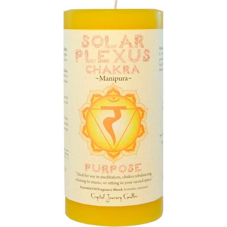 Solar Plexus Manipura Yellow Crystal Journey Pillar Candle | My Little Magic Shop