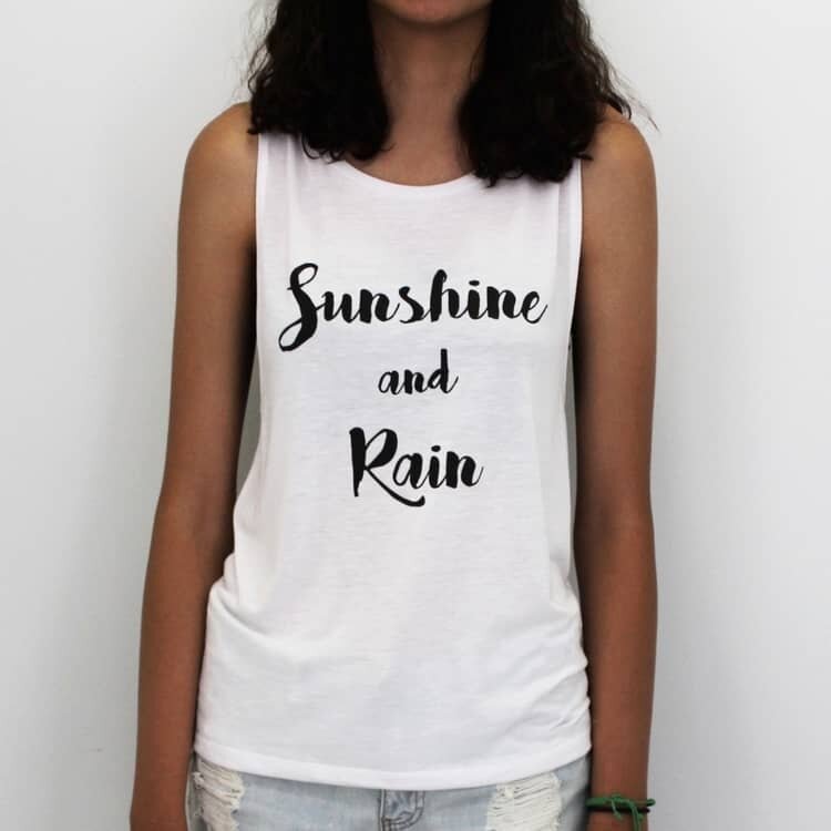 White Duality Tank Sideseamed - Relaxed Feminine Muscle Tank Top for Sunshine And Rain