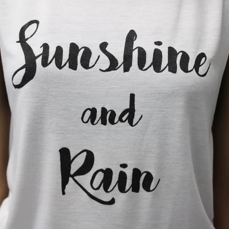 White Duality Tank Sideseamed - Relaxed Feminine Muscle Tank Top for Sunshine And Rain