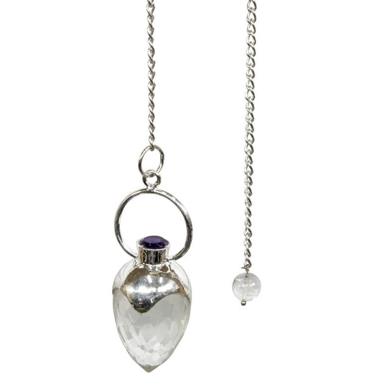 Faceted Clear Quartz and Amethyst Pendulum | My Little Magic Shop