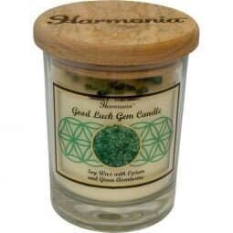 Good Luck Intention Setting Candle with Green Aventurine Gemstone Chips